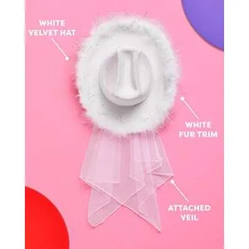 xo, Fetti Bride Cowgirl Hat with Veil for Bachelorette