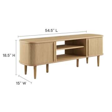 Modway Contour Mid-Century Modern 55" Media TV Stand in Oak, 15 x 54.5 x 18.5