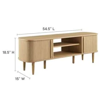Modway Contour Mid-Century Modern 55" Media TV Stand in Oak, 15 x 54.5 x 18.5