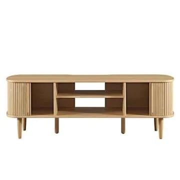 Modway Contour Mid-Century Modern 55" Media TV Stand in Oak, 15 x 54.5 x 18.5