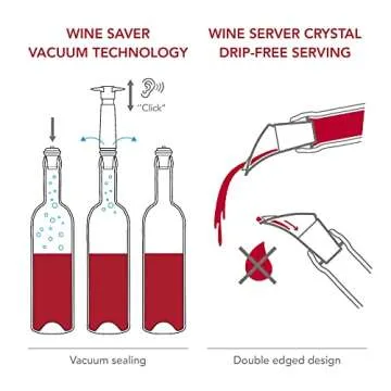 Vacu Vin Wine Saver - Stainless Steel - 1 Pump 2 Stoppers 2 Servers - Wine Stoppers for Bottles with Vacuum Pump and Pourer - Reusable - Made in the Netherlands