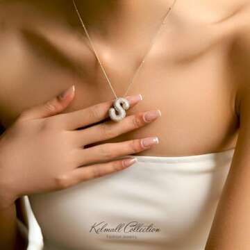 KELMALL Cubic Zirconia Bubble Initial Letter Necklace for Women - Elegant Gold Plated A-Z Alphabet N...