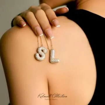 KELMALL Cubic Zirconia Bubble Initial Letter Necklace for Women - Elegant Gold Plated A-Z Alphabet Name Pendant Necklace with Rhinestone - Personalized Gift