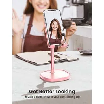 LISEN Kawaii Pink Adjustable Cell Phone Stand for Work & Play