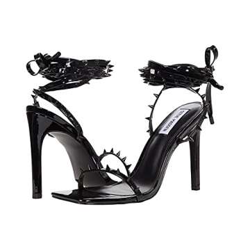 Steve Madden Women's Uplift Heeled Sandal, Black Patent, 9.5
