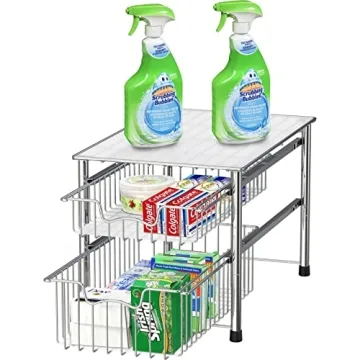 Simple Houseware 2 Tier Sliding Basket Organizer for All Spaces