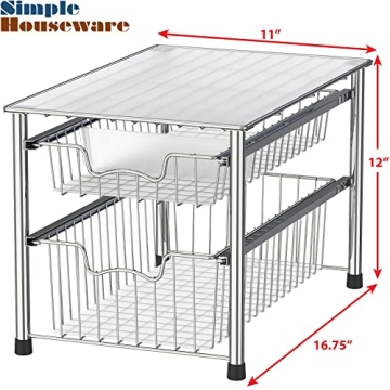 Simple Houseware 2 Tier Sliding Basket Organizer for All Spaces