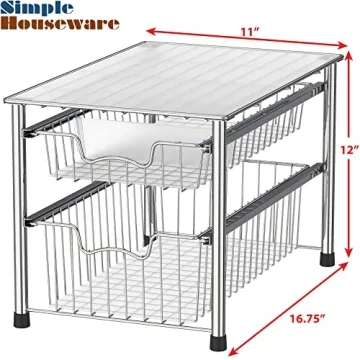 Simple Houseware 2 Tier Sliding Basket Organizer for All Spaces