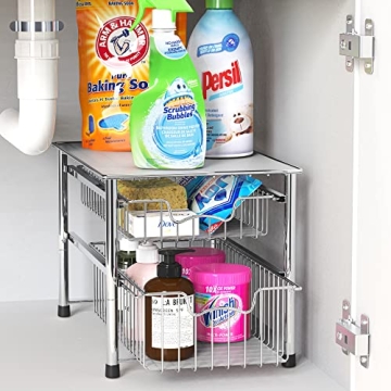 Simple Houseware 2 Tier Sliding Basket Organizer for All Spaces