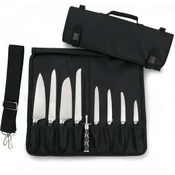 15-Slot Chef Knife Roll - Portable Heavy Duty Case