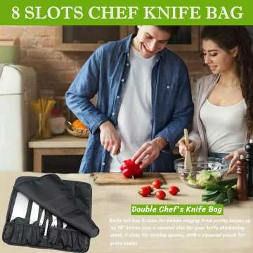 15-Slot Chef Knife Roll - Portable Heavy Duty Case