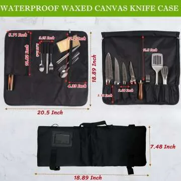 15-Slot Chef Knife Roll - Portable Heavy Duty Case