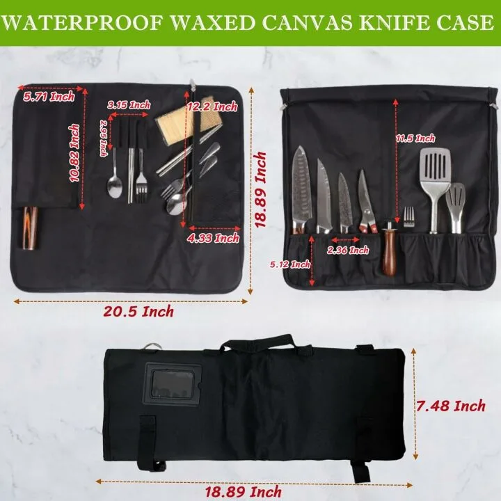 15-Slot Chef Knife Roll - Portable Heavy Duty Case
