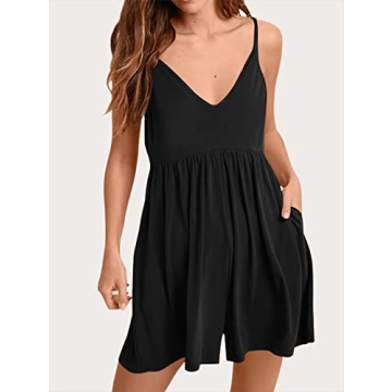 Stylish ANRABESS Women Summer Black Romper for Moms