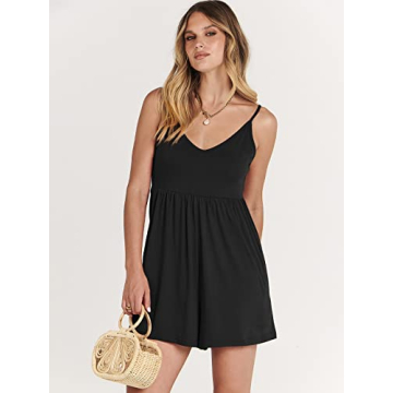 Stylish ANRABESS Women Summer Black Romper for Moms