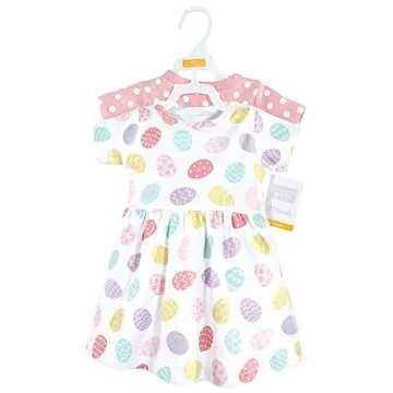 Hudson Baby Girls Casual Cotton Dresses Set - Easter Eggs 2T