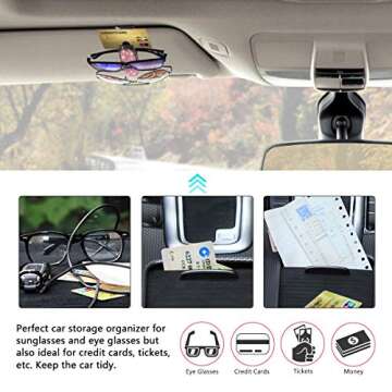 Glasses Holder for Car Visor,Fashion Bling Crystal Rhinestones Car Sun Visor Glasses with Double-Ended Ticket Clip Holder Accessories (Pink)