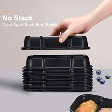 OTOR Meal Prep Containers 3 Compartments with Clear Airtight Lids Food Grade Deli Container take away Travel Containers Freezer Safe 16oz 25 Sets