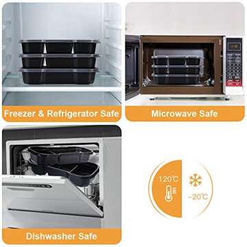 OTOR Meal Prep Containers 3 Compartments with Clear Airtight Lids Food Grade Deli Container take away Travel Containers Freezer Safe 16oz 25 Sets