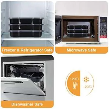 OTOR Meal Prep Containers 3 Compartments with Clear Airtight Lids Food Grade Deli Container take away Travel Containers Freezer Safe 16oz 25 Sets