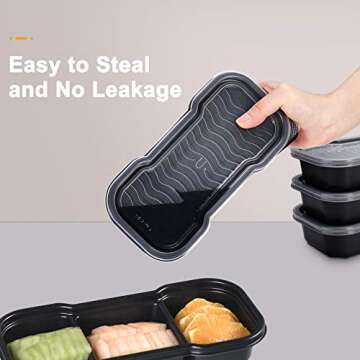 OTOR Meal Prep Containers 3 Compartments with Clear Airtight Lids Food Grade Deli Container take away Travel Containers Freezer Safe 16oz 25 Sets