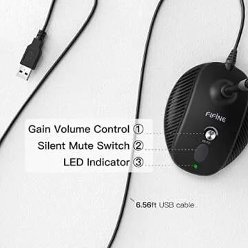 Computer Microphone,FIFINE Desktop Gooseneck Microphone,Mute Button with LED Indicator,USB Microphone for Windows/Mac.Ideal for Gaming Streaming YouTube Podcast.(K052)