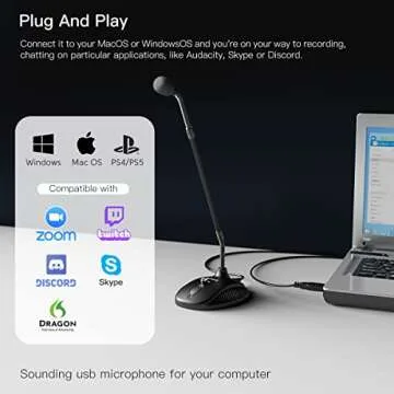 Computer Microphone,FIFINE Desktop Gooseneck Microphone,Mute Button with LED Indicator,USB Microphone for Windows/Mac.Ideal for Gaming Streaming YouTube Podcast.(K052)
