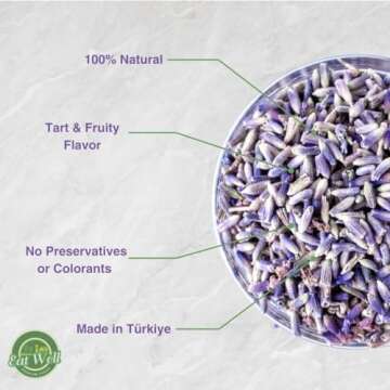 Eat Well Dried Lavender Flowers 4 oz - Edible Culinary Lavender for Baking & Cooking, Tea, Soaps & P...