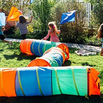 Pacific Play Tents 21409 Kids 6-Foot Find Me Multicolor Crawl/Play Tunnel, 6' x 19" Diameter, Multi Color