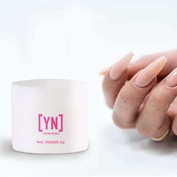 Young Nails Acrylic Powders, Cover - Created for a flawless consistency and superior adhesion - Cover Powder Begins to set in 75 seconds - Available in 45 gram, 85 gram, and 660 gram size options