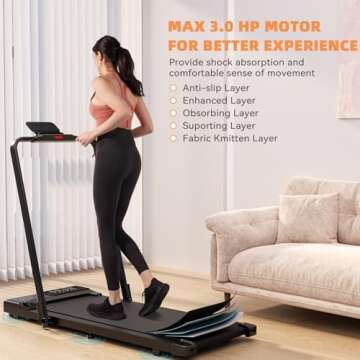 DeerRun Foldable Treadmill 300 lbs Capacity with Remote