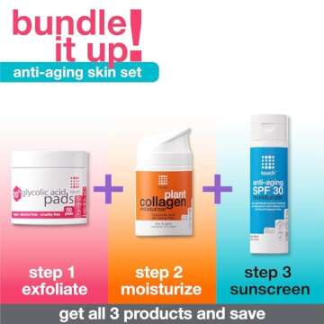 TOUCH 20% Glycolic Acid Pads Exfoliating And Resurfacing AHA Peel Face Wipes - Great for Dullness, Pores, Scars, Fine Wrinkles, Uneven Skin Tone & Texture, 50 Count