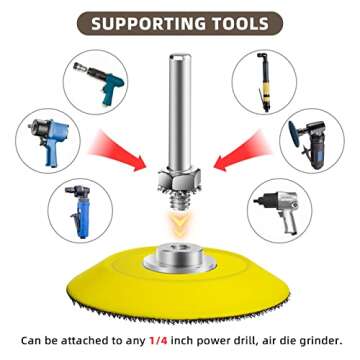 WALANG 2 Inch (50mm) Hook and Loop Sanding Pad for Sanding Discs with 1/4 Inches Shank Drill Attachment and Soft Foam Layer Buffering Pad, 5 Pack