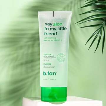 B.TAN Aloe Vera Gel Face & Body | Say Aloe To My Little Friend - Hydrating, Soothing After Sun Lotion Aloe Gel, Vitamin E, Pure Sun Burn Skin Relief, Soothing, 7 Fl Oz