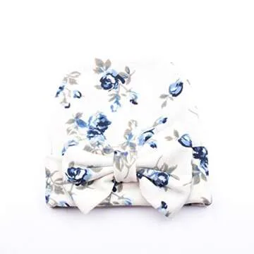 Ademoo Newborn Baby Beanie with Bow - Floral Design