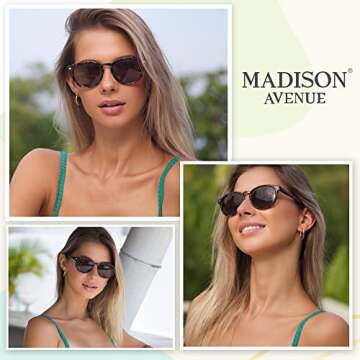 Madison Avenue Round Bifocal Reading Sunglasses for Women Men Spring Hinge,UV Protection Sun Reader ...