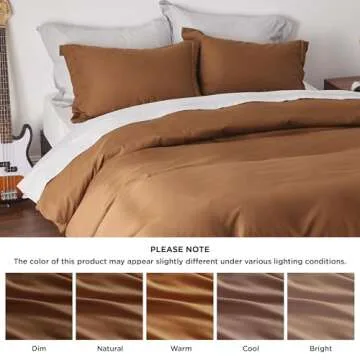 Bedsure Duvet Cover King Size - Soft Double Brushed Bedding Set for Kids & Adults, Zipper Closure, 3 Pieces, Includes 1 Duvet Cover (104"x90") & 2 Pillow Shams, NO Comforter, Brown