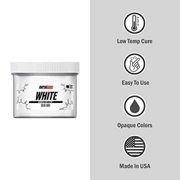 Rapid Cure® Screen Printing Ink White (8oz.) - Plastisol Ink for Screen Printing, Fast Curing Fabri...