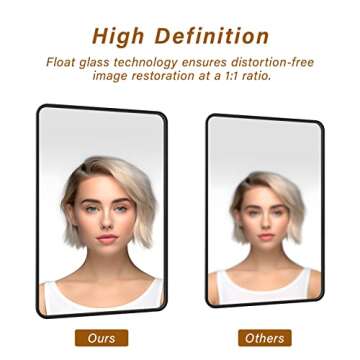 USHOWER Modern Black Bathroom Mirrors, 2-Pack 24x36