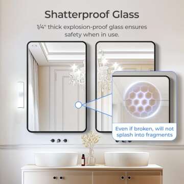 USHOWER Modern Black Bathroom Mirrors, 2-Pack 24x36