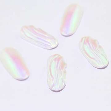 Holographic Chrome Nail Powder, White Pearl Chrome Powder for Nails Fairy Dust for Nails Glitter Powder, Chrome Nail Pearl Powder Pigment
