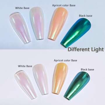 Holographic Chrome Nail Powder, White Pearl Chrome Powder for Nails Fairy Dust for Nails Glitter Powder, Chrome Nail Pearl Powder Pigment