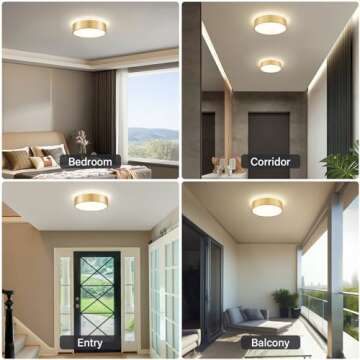 Peblto Dimmable Gold LED Ceiling Light, 2700K-6000K 5CCT in One Modern Flush Mount Ceiling Light Fixtures, Minimalist Round Metal Ceiling Lamp for Bedroom Kitchen Hallway Laundry Room-11.8in