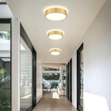 Peblto Dimmable Gold LED Ceiling Light, 2700K-6000K 5CCT in One Modern Flush Mount Ceiling Light Fixtures, Minimalist Round Metal Ceiling Lamp for Bedroom Kitchen Hallway Laundry Room-11.8in