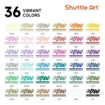Shuttle Art Acrylic Paint Markers Set 36 Colors Brush Tip