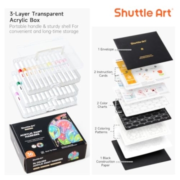 Shuttle Art Acrylic Paint Markers Set 36 Colors Brush Tip
