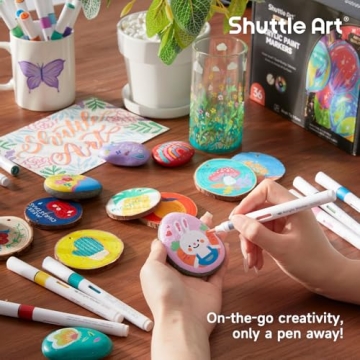 Shuttle Art Acrylic Paint Markers Set 36 Colors Brush Tip