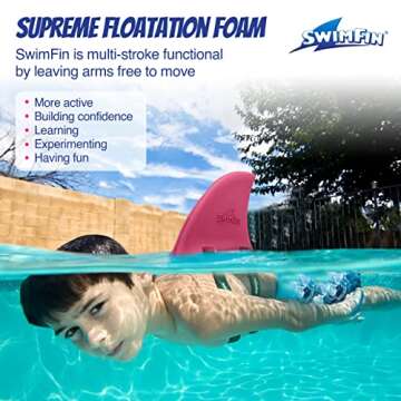 SWIMFIN Floatation Device for Children - Fun Fin-Shaped Swimming Aid in Angelfish Pink