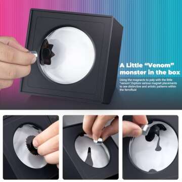 Venominbox Ferrofluid Music Visualizer, Dancing Sound Sensitive，Ferrofluid Speaker Music Mate, Decorative RGB Light Ferrofluid Display Desk Toy for Table, Bedroom, Office, Study, Science Gift