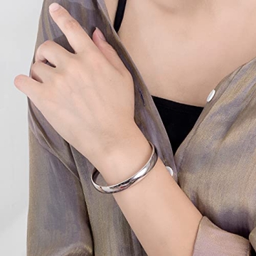 Dankadi 925 Sterling Silver Minimalist Bangle for All Styles